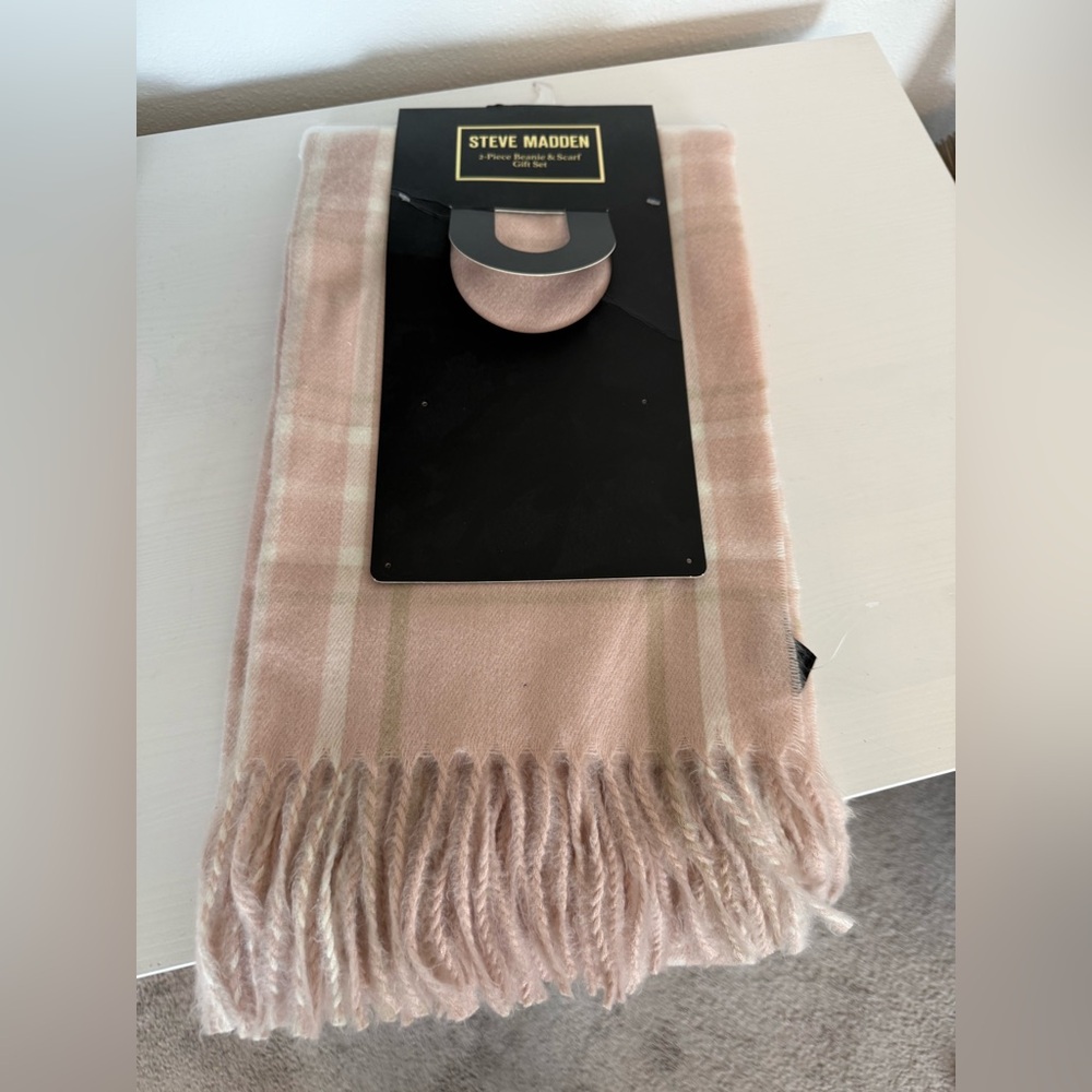 Steve Madden Blush Plaid Scarf